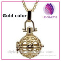 Hot-selling Round ball gold color Essential oil diffuser pendant charms and necklace for women